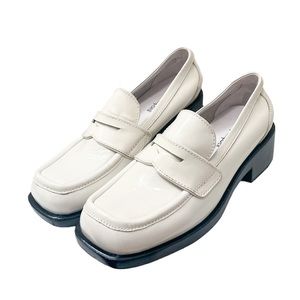 Jeffrey Campbell Sorbonne Ivory Chunky Penny Loafer Shoes